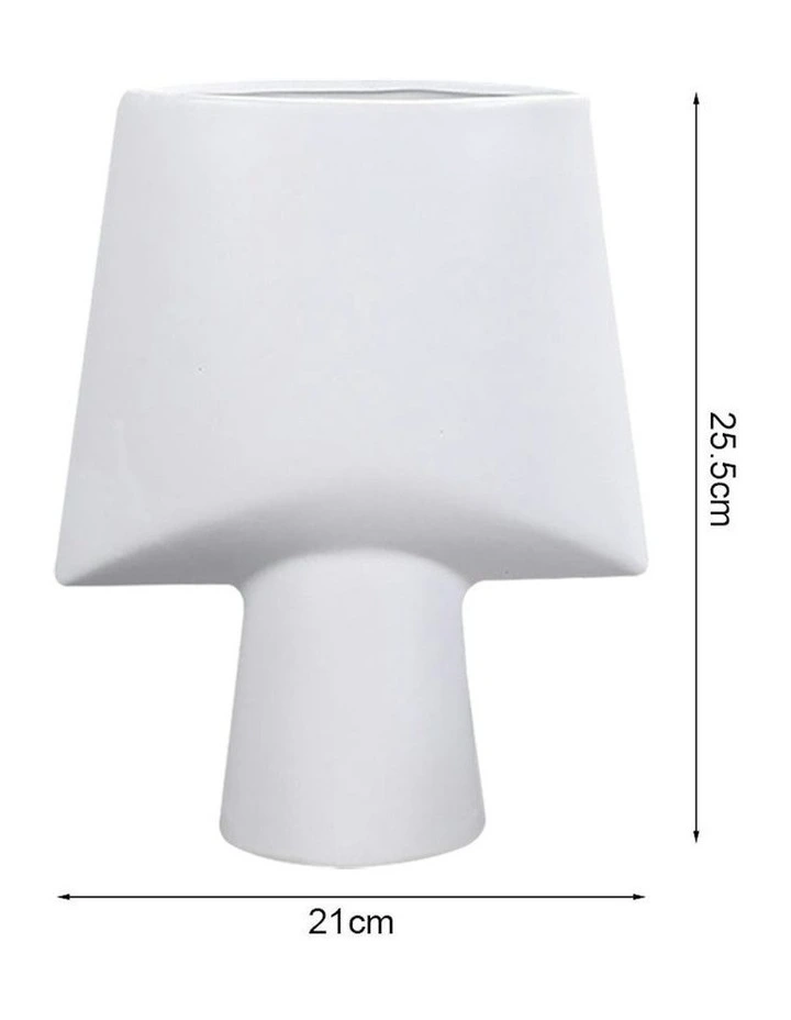 Small Ornament Geometric Decor Ceramic Vase 2X 21x25.5cm in White image 5