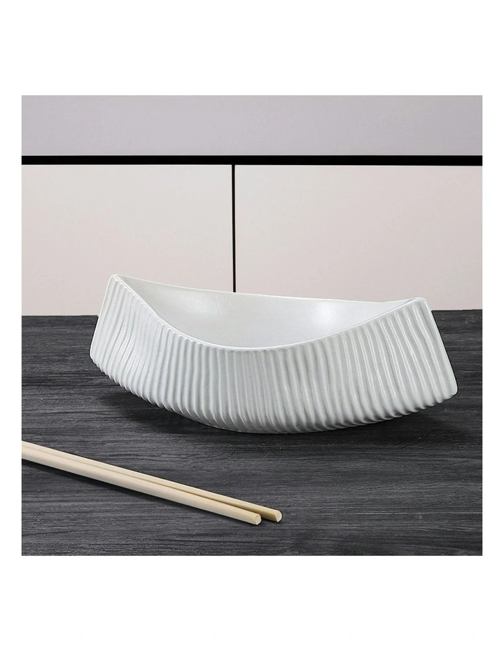 Ornament Boat Shaped Plate 37x12.5cm 2x in White image 2