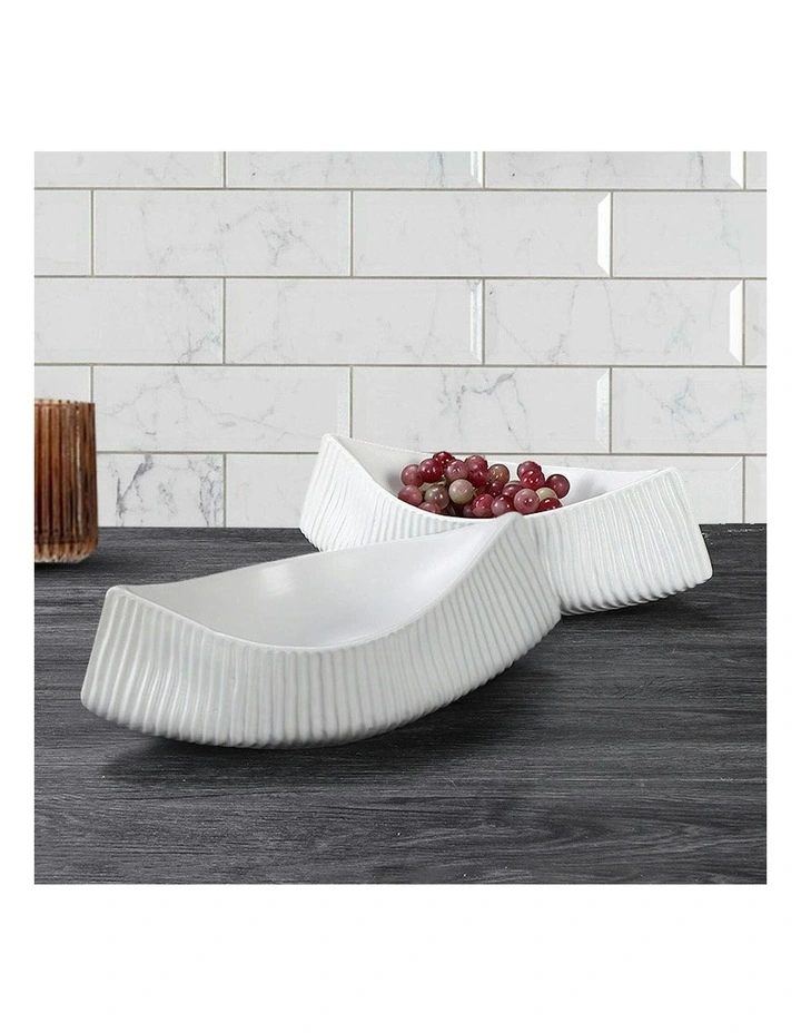 Ornament Boat Shaped Plate 37x12.5cm 2x in White image 4