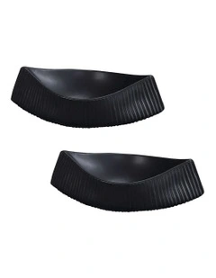 Ornament Boat Shaped Plate 37x12.5cm 2x in Black