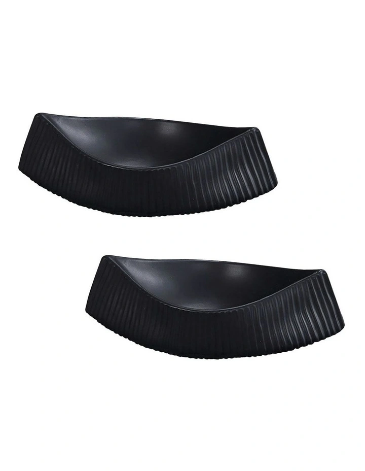 Ornament Boat Shaped Plate 37x12.5cm 2x in Black image 1