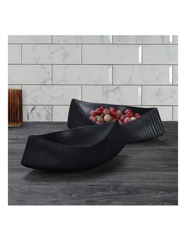 Ornament Boat Shaped Plate 37x12.5cm 2x in Black image 3