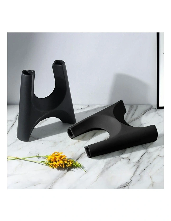 Ornament Modern Minimalist Bottle Plant Pots 31x32cm 2x in Black image 3