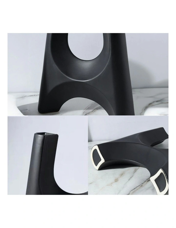 Ornament Modern Minimalist Bottle Plant Pots 31x32cm 2x in Black image 7