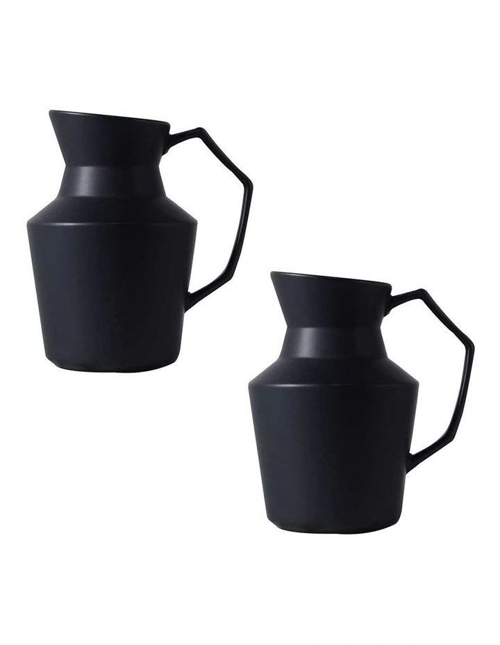 Modern Ornament Vase Pitcher 2X 23.5x19.5cm in Black image 1