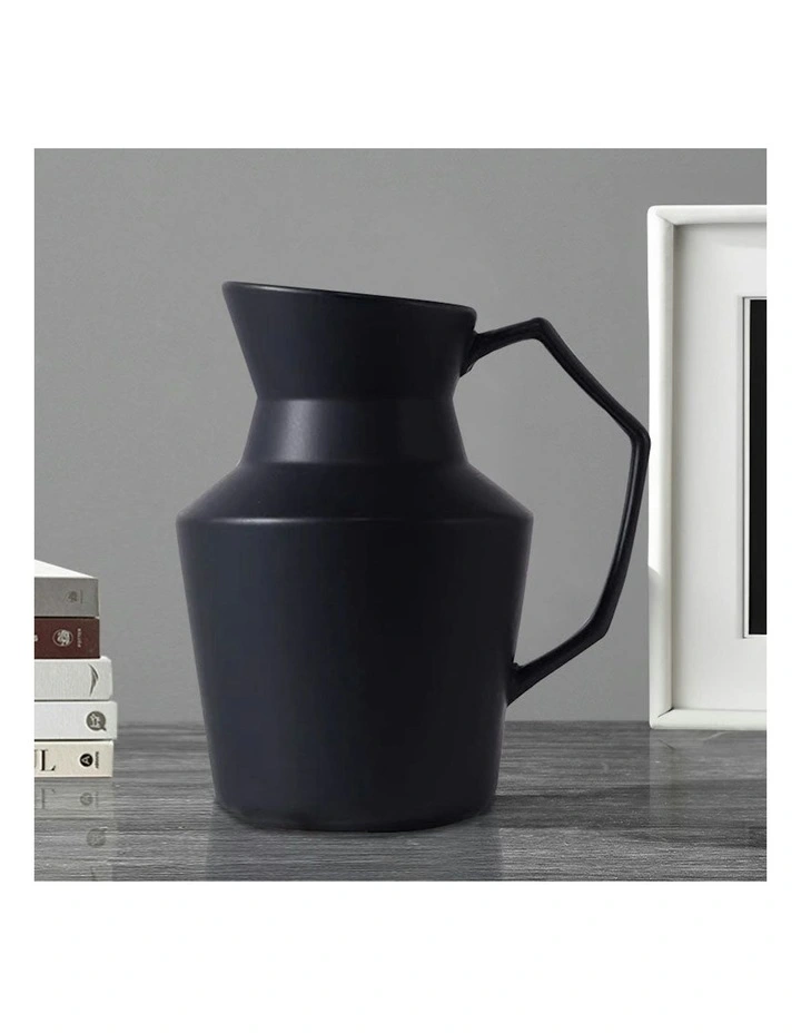 Modern Ornament Vase Pitcher 2X 23.5x19.5cm in Black image 2