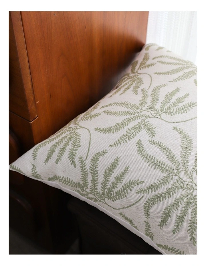 Leaf Embroidered Decorative Throw Pillow 50cm in Cream image 3