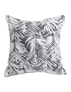 Modern Palm Leaf Print Contemporary Throw Pillow 50cm in Charcoal Grey