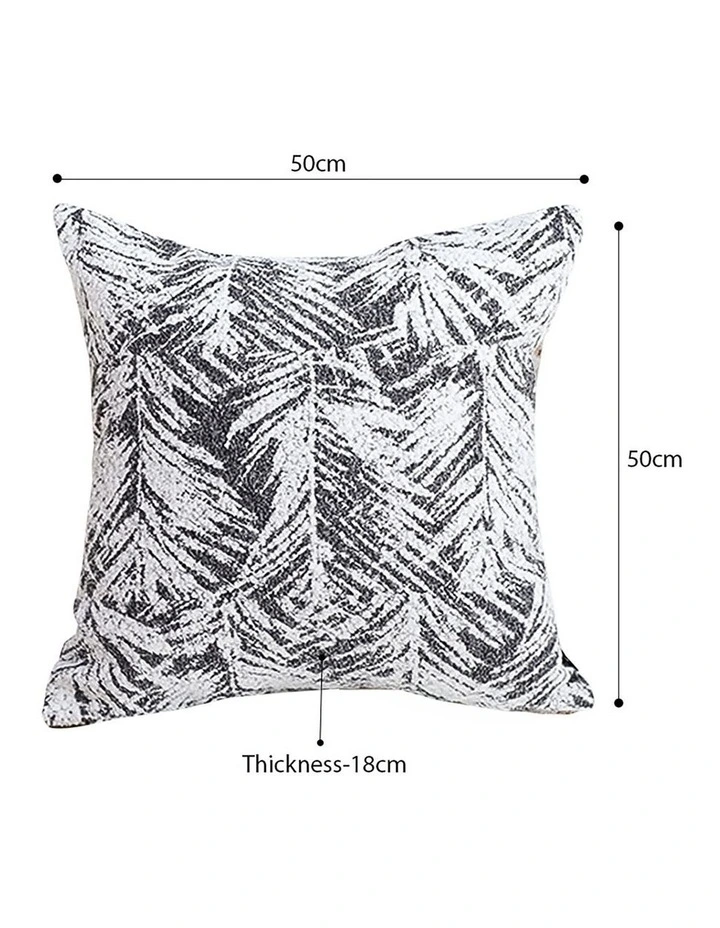 Modern Palm Leaf Print Contemporary Throw Pillow 50cm in Charcoal Grey image 5