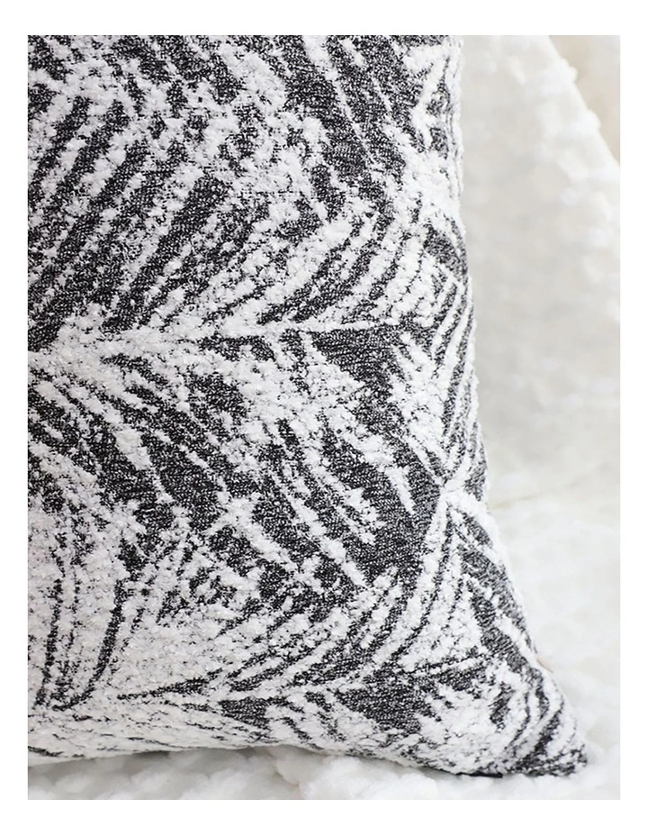 Modern Palm Leaf Print Contemporary Throw Pillow 50cm in Charcoal Grey image 7
