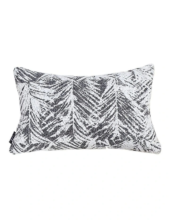 Modern Palm Leaf Print Contemporary Throw Pillow 35cm in Charcoal Grey image 1