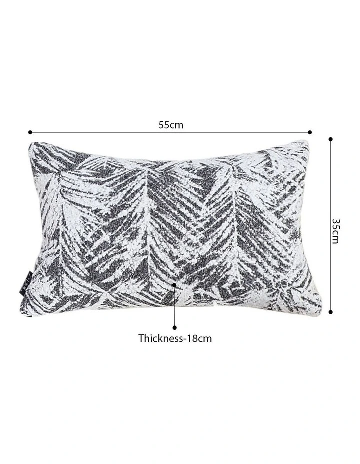 Modern Palm Leaf Print Contemporary Throw Pillow 35cm in Charcoal Grey image 5