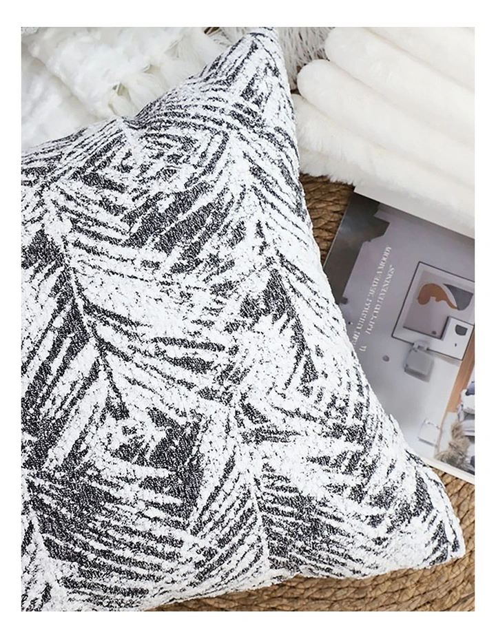 Modern Palm Leaf Print Contemporary Throw Pillow 35cm in Charcoal Grey image 6