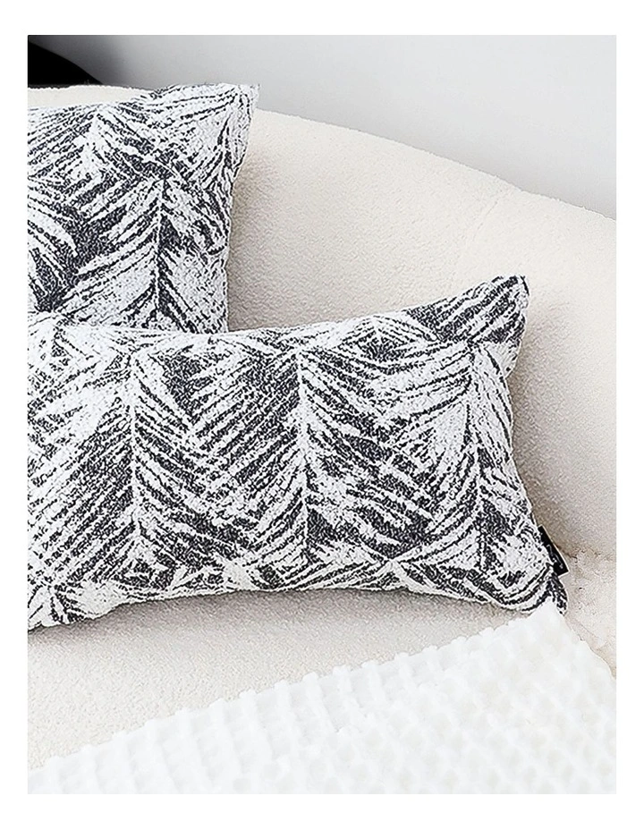 Modern Palm Leaf Print Contemporary Throw Pillow 35cm in Charcoal Grey image 7