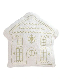 Festive Christmas House Shaped Holiday Throw Pillow 45cm in White