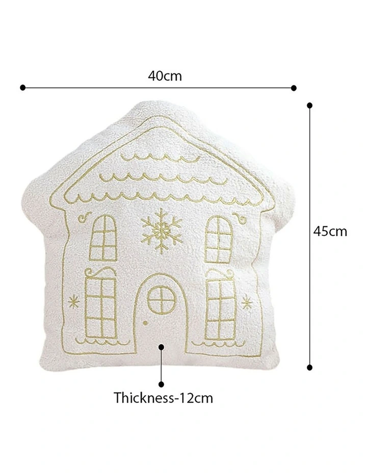 Festive Christmas House Shaped Holiday Throw Pillow 45cm in White image 5