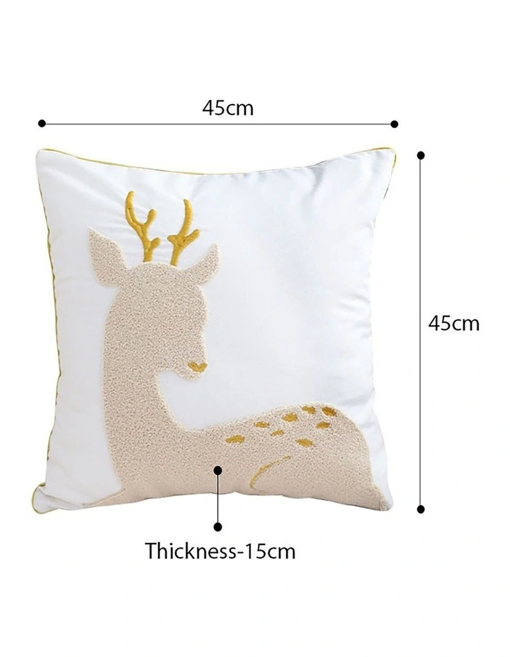 Whimsical Reindeer Applique Gold Accent Throw Pillow 45cm in Beige image 6
