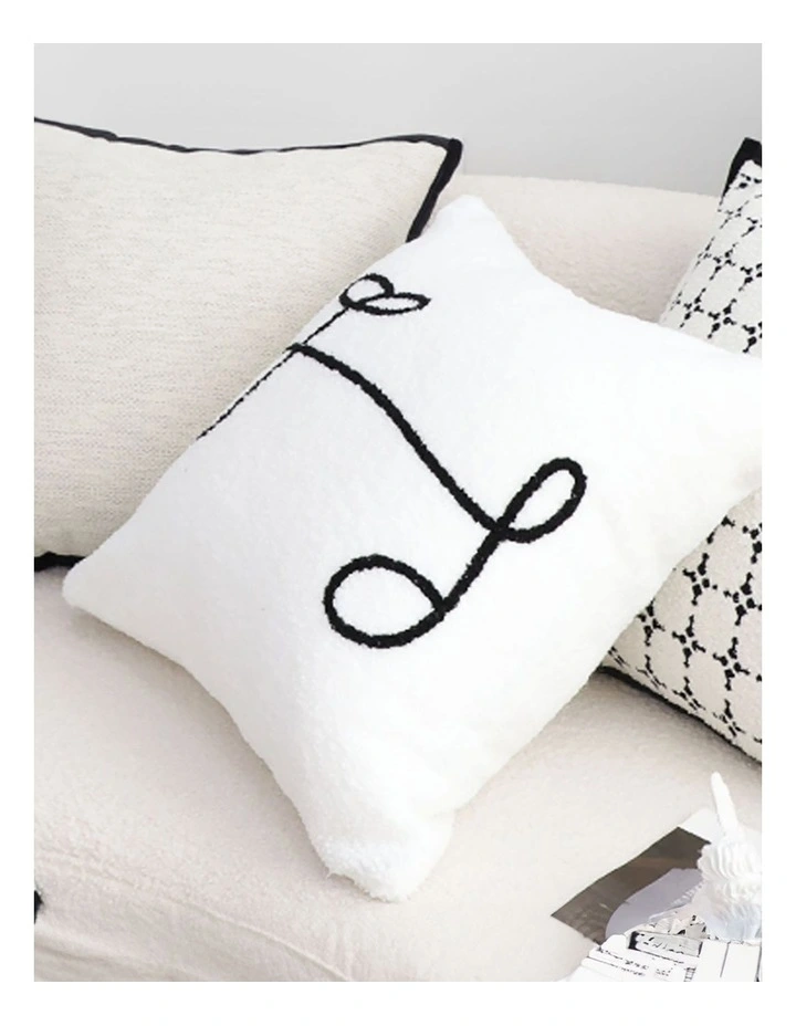 Minimalist Script Letter Embroidered Pillow 45cm in White image 5