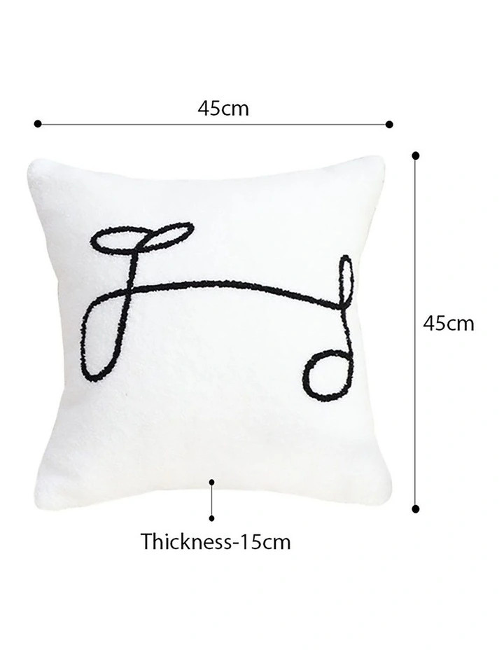 Minimalist Script Letter Embroidered Pillow 45cm in White image 6