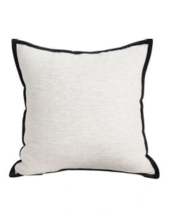 Classic Natural Linen Piped Edge Decorative Pillow 50cm in Black