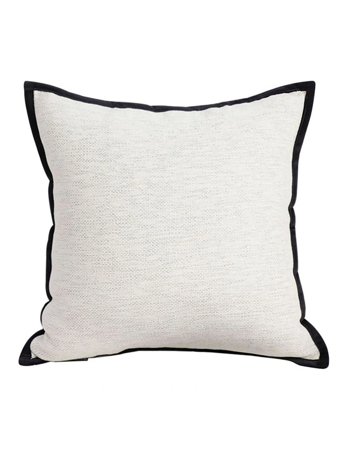 Classic Natural Linen Piped Edge Decorative Pillow 50cm in Black image 1