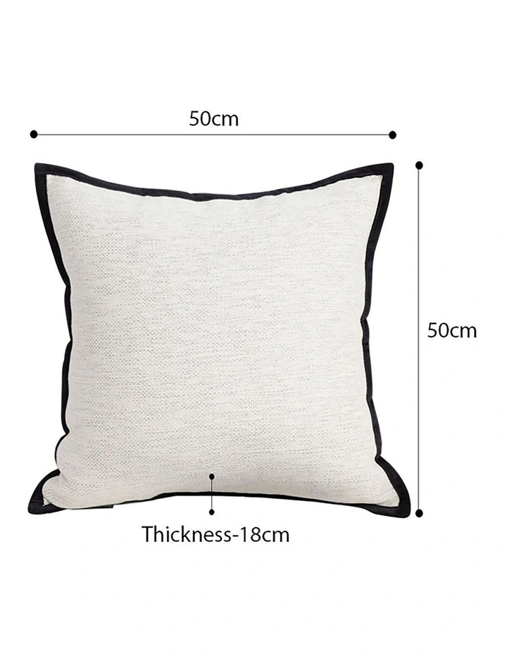 Classic Natural Linen Piped Edge Decorative Pillow 50cm in Black image 5