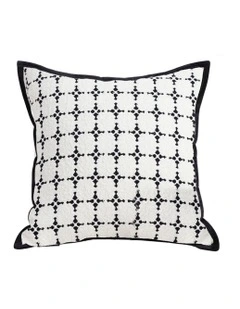 Moroccan Cross Pattern Black Trim Decorative Pillow 50cm in Black