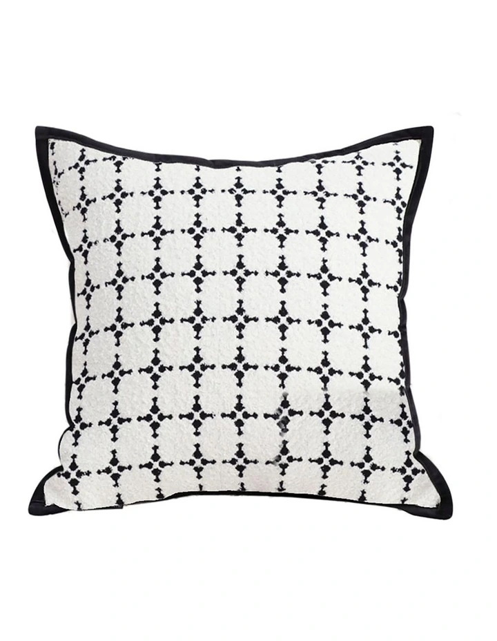 Moroccan Cross Pattern Black Trim Decorative Pillow 50cm in Black image 1