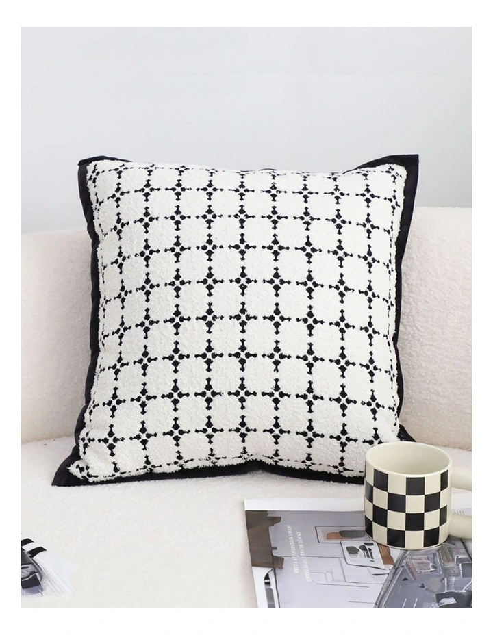 Moroccan Cross Pattern Black Trim Decorative Pillow 50cm in Black image 2