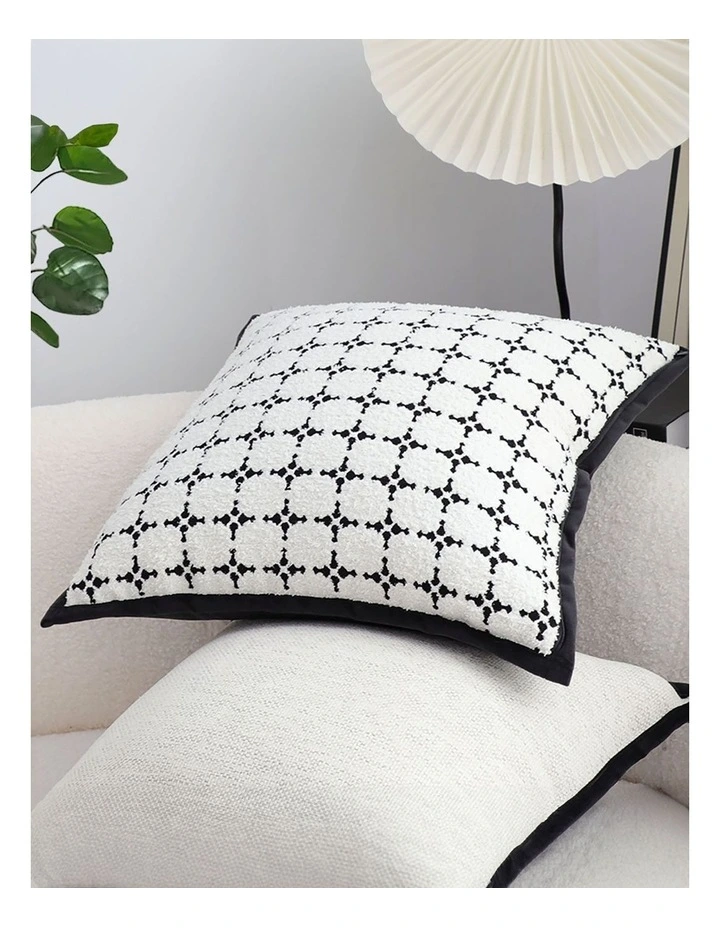 Moroccan Cross Pattern Black Trim Decorative Pillow 50cm in Black image 4