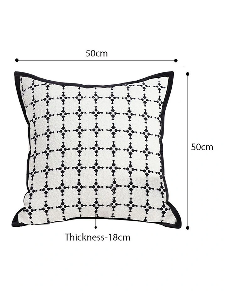 Moroccan Cross Pattern Black Trim Decorative Pillow 50cm in Black image 5