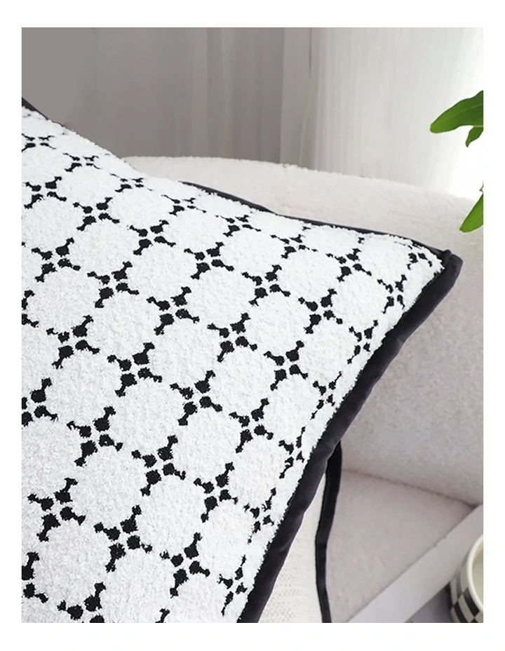 Moroccan Cross Pattern Black Trim Decorative Pillow 50cm in Black image 6