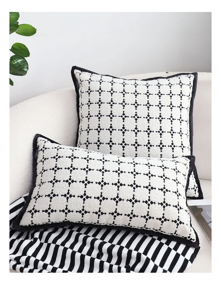 Moroccan Cross Pattern Black Trim Decorative Pillow 50cm in Black image 7