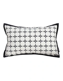Moroccan Cross Pattern Trim Decorative Pillow 35cm in Black