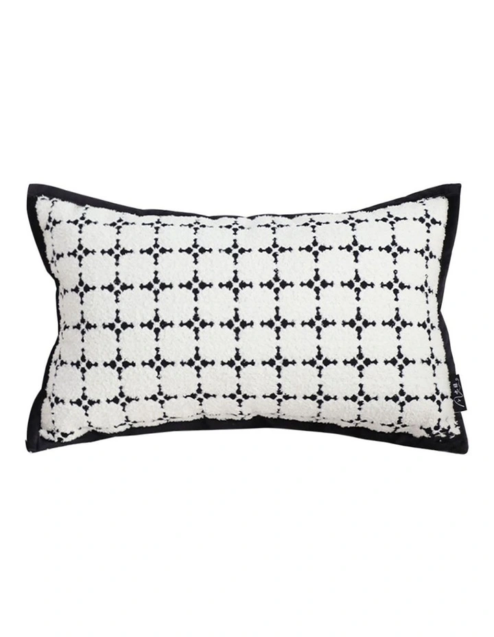 Moroccan Cross Pattern Trim Decorative Pillow 35cm in Black image 1