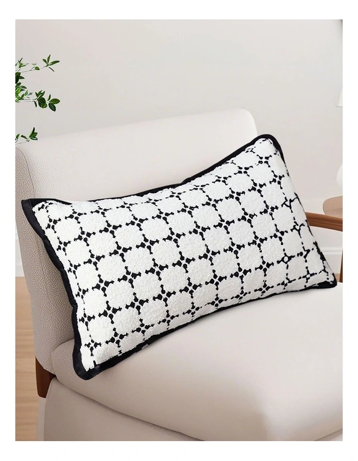 Moroccan Cross Pattern Trim Decorative Pillow 35cm in Black image 3