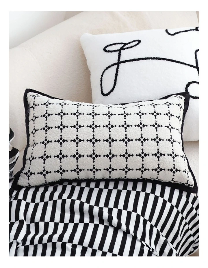 Moroccan Cross Pattern Trim Decorative Pillow 35cm in Black image 4
