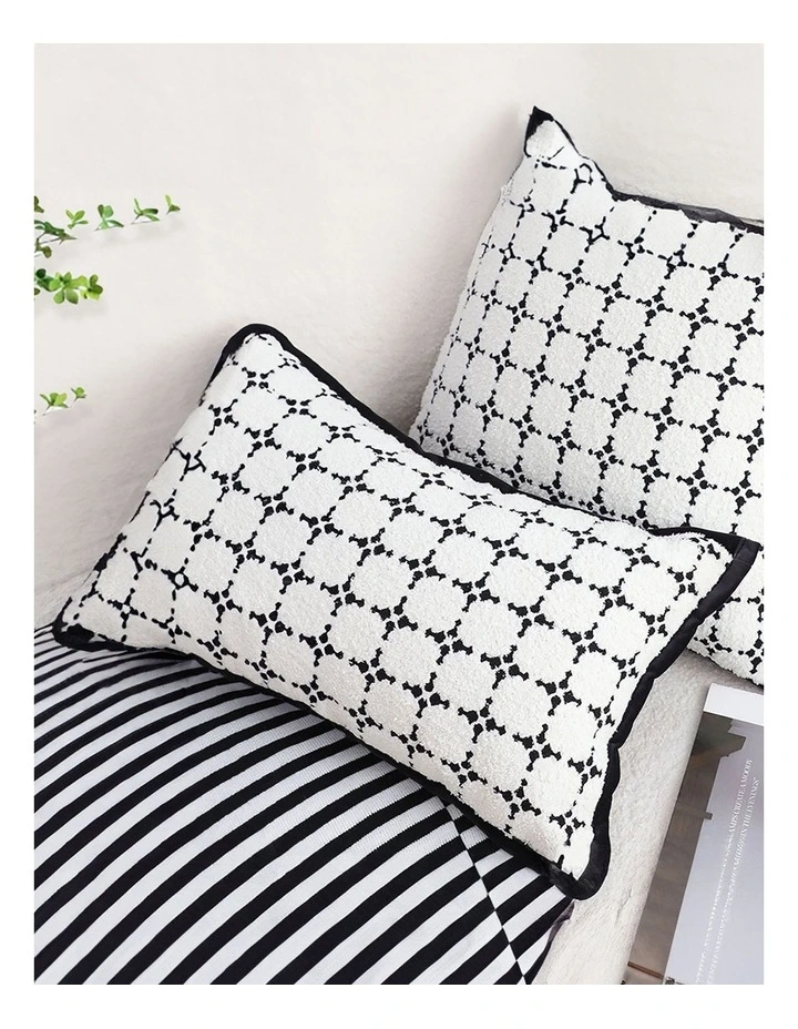 Moroccan Cross Pattern Trim Decorative Pillow 35cm in Black image 5