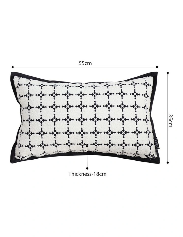 Moroccan Cross Pattern Trim Decorative Pillow 35cm in Black image 6