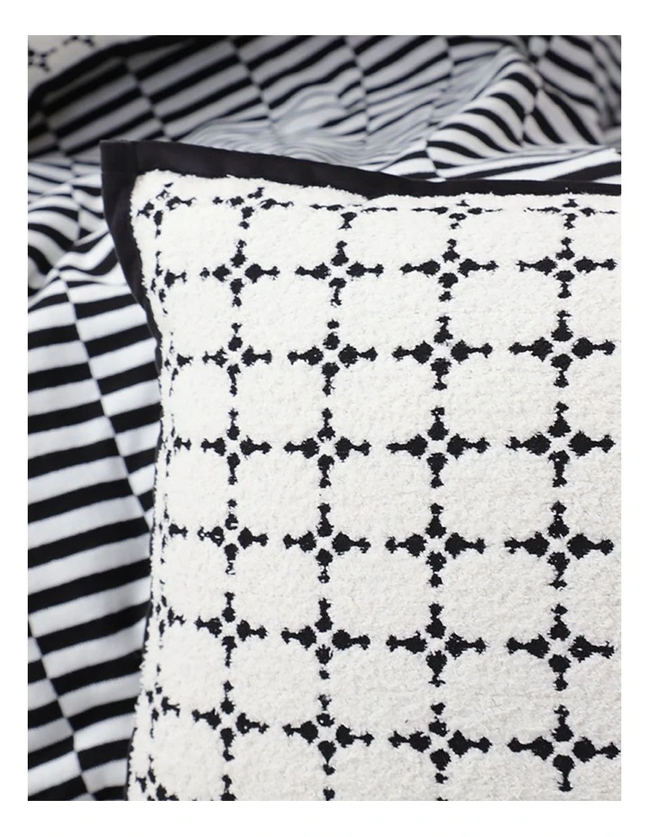 Moroccan Cross Pattern Trim Decorative Pillow 35cm in Black image 7