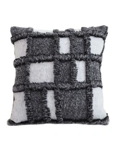 Bohemian Fringe Checkerboard Textured Pillow 50cm in Gray