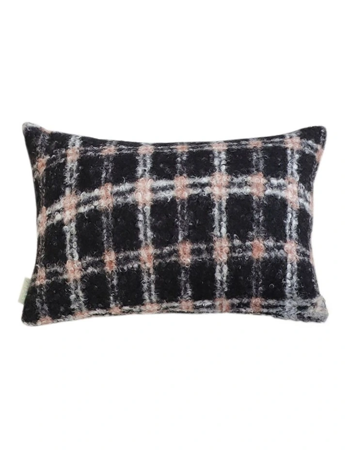 Modern Plaid Pattern Decorative Pillow 35cm in Blush Pink Grey image 1