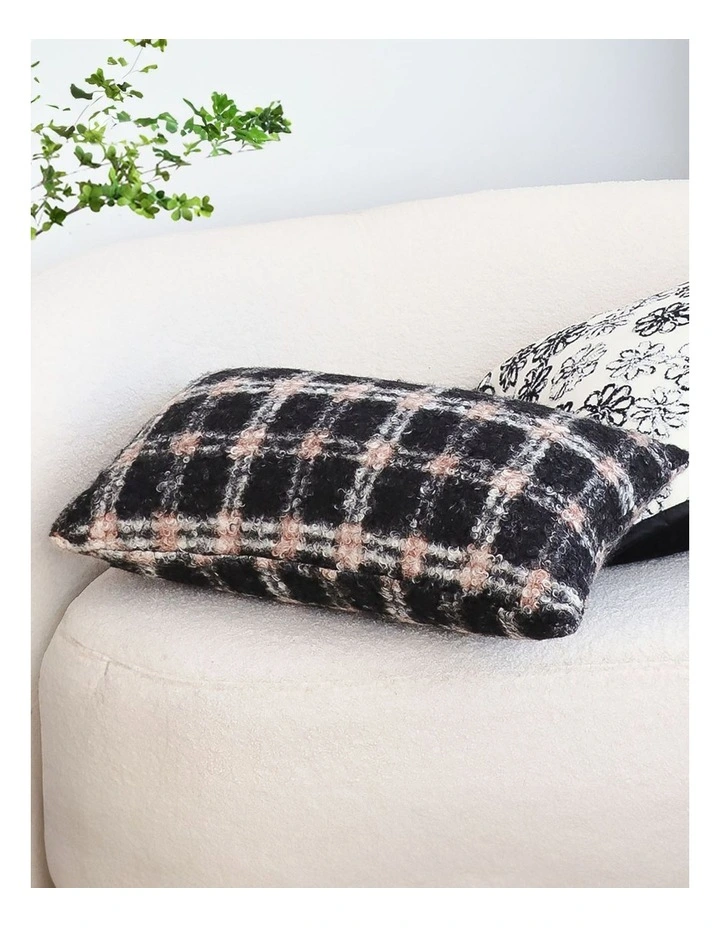 Modern Plaid Pattern Decorative Pillow 35cm in Blush Pink Grey image 3