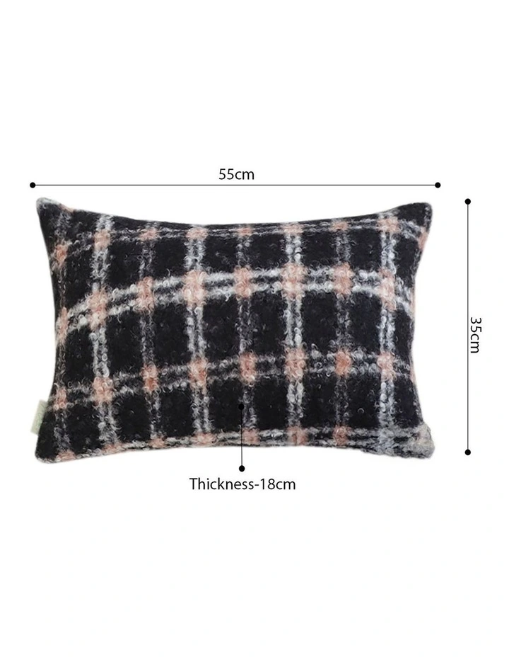 Modern Plaid Pattern Decorative Pillow 35cm in Blush Pink Grey image 5