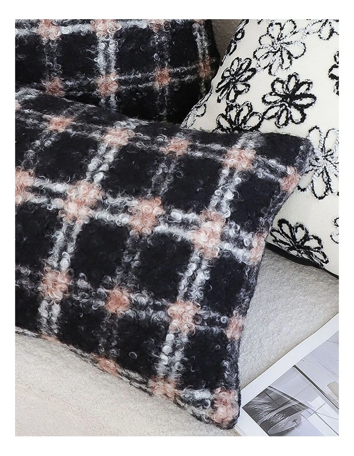 Modern Plaid Pattern Decorative Pillow 35cm in Blush Pink Grey image 7