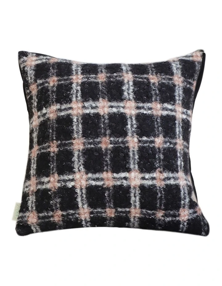 Modern Plaid Pattern Decorative Cushion 50cm in Pink Gray image 1