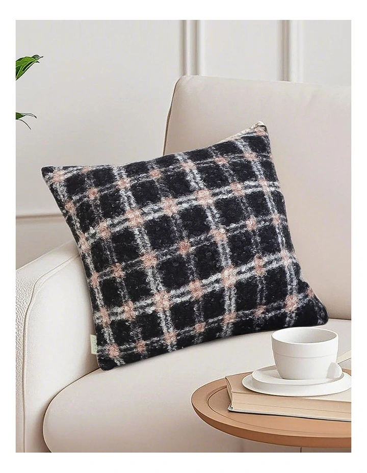 Modern Plaid Pattern Decorative Cushion 50cm in Pink Gray image 4
