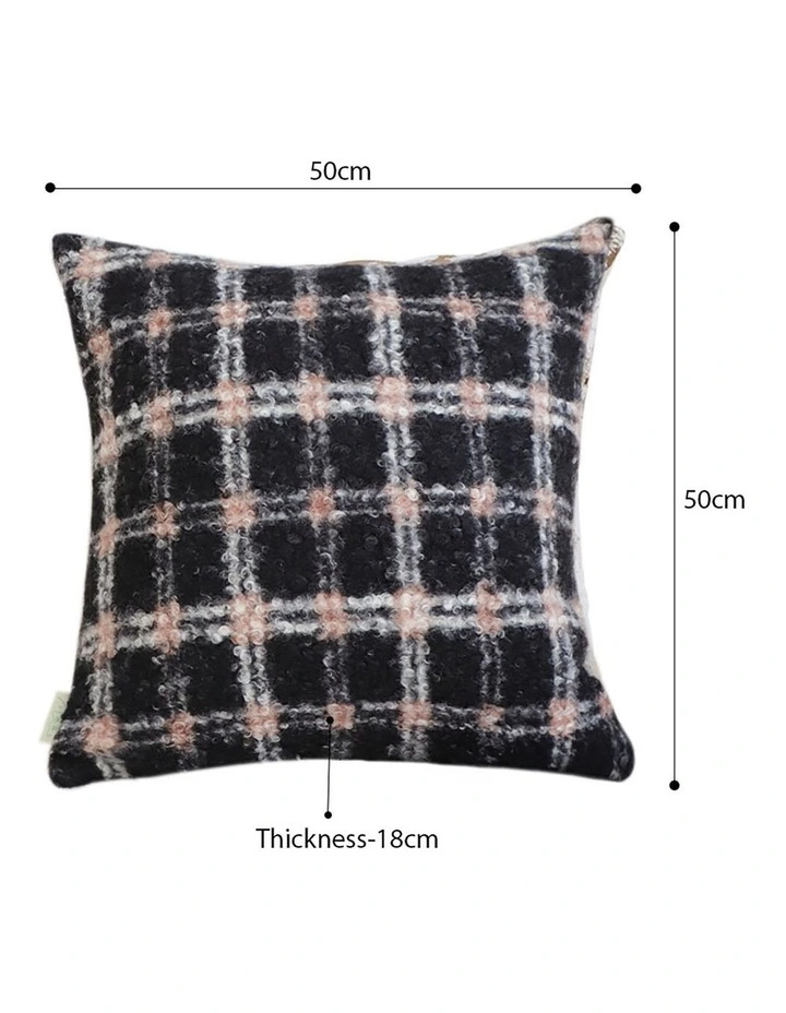Modern Plaid Pattern Decorative Cushion 50cm in Pink Gray image 5