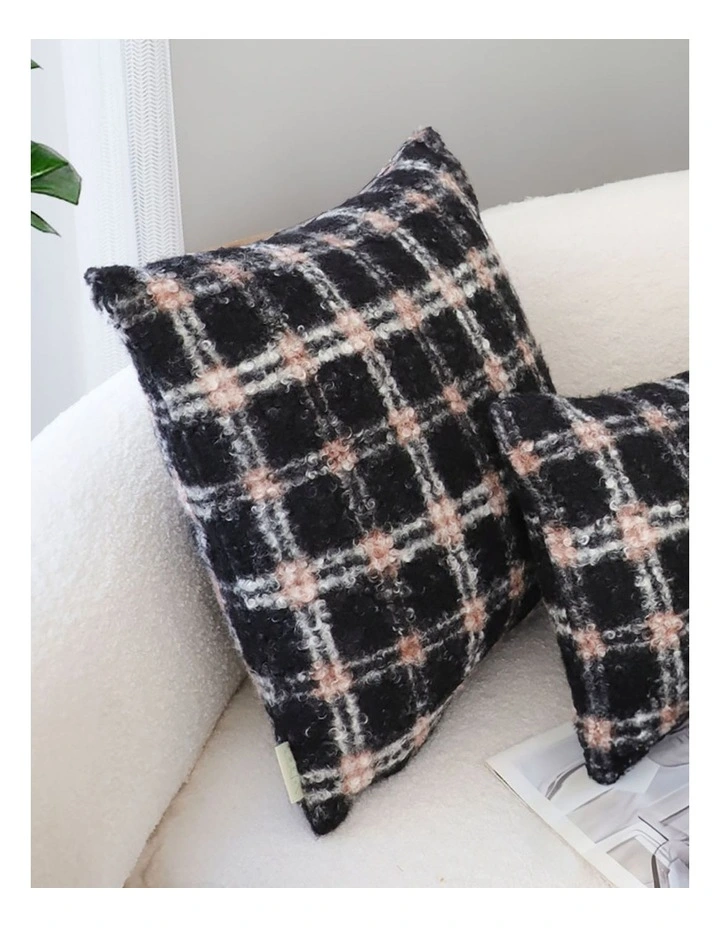 Modern Plaid Pattern Decorative Cushion 50cm in Pink Gray image 6