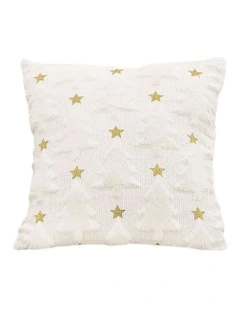 Celestial Textured Gold Star Pattern Cushion in 45cm in Cream